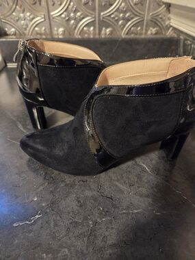 Life Stride Black Suede and Patent Ankle Booties